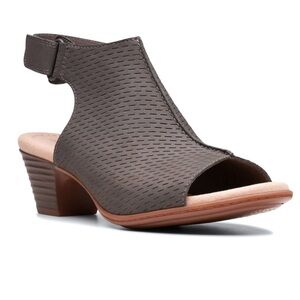 Clarks Valarie James Grey Nubuck Ultimate Comfort Heel Sandals Size 10